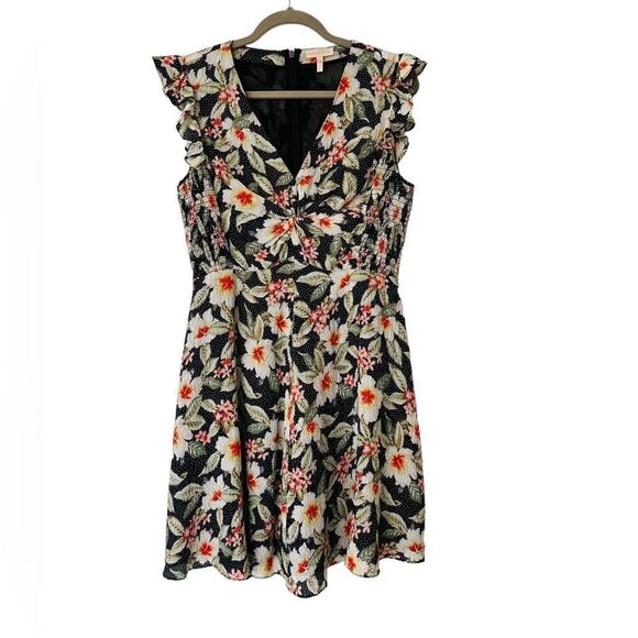 Rebecca Taylor Black Floral Kamea Fleur Silk Dress  | Size 8 - Picture 5 of 12